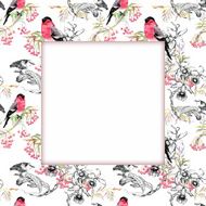 Watercolor flower frame on white background N47