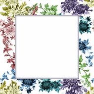 Watercolor flower frame on white background N49