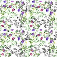 Wild flowers seamless pattern on white background N2