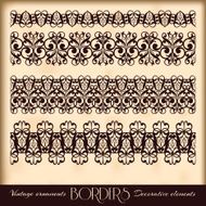 Borders decorative elements Retro style set
