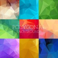 Set of bright geometrical polygonal backgrounds Vector illustration