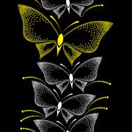 Seamless pattern with dotted white and yellow butterflies