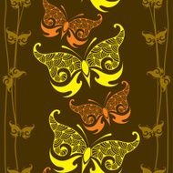Seamless pattern with decorative butterfly and lines