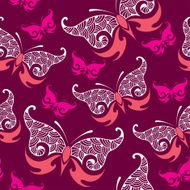 Seamless pattern with beautiful butterfly in pink
