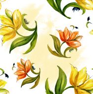 Decorative abstract watercolour flowers seamless pattern