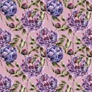 Seamless pattern with flowers Watercolor illustration N18