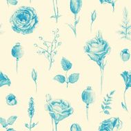 Seamless pattern of watercolor roses N2