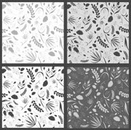 Floral grey patterns set