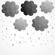 Grey clouds leaf in low poly style