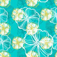 Seamless pattern with tropical Hibiscus flowers