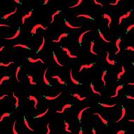 red hot chilli pepper seamless pattern onthe black background