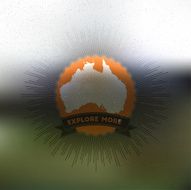 Explore more poster Australia map with vintage style star burst