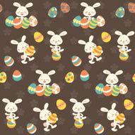 Cute kawaii Brown Easter bunny pattern