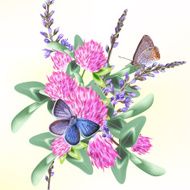 Flower seamless wallpaper pattern with butterflies for design