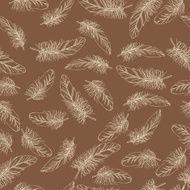 brown seamless pattern with beige feathers