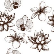 Vector tropical flowers background
