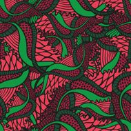Fantasy floral seamless pattern in tattoo style