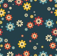 Seamless Abstract Background with simple colorful flowers
