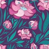 Purple Vector Background with Pink Flowers