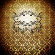 Old grunge paper with old-fashioned ornament and frame