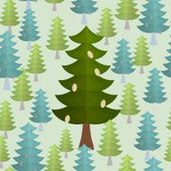 Christmas trees seamless pattern Conifers background