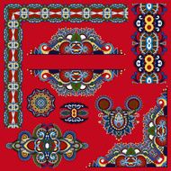 set of paisley floral design elements for page decoration