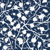 Rosehip branches with berries seamless pattern