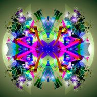 Technical abstract background with flowers