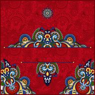 red invitation card with neat ethnic background N2
