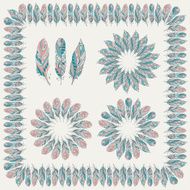 Set of Drawn Tribal Feathers N2