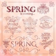 Set of Spring quotes Blurry lights