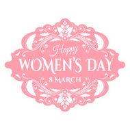 Happy Womens Day 8 March on unfocused floral background