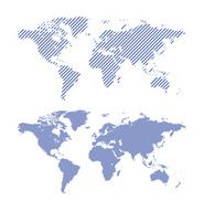 dark blue striped maps of world - vector