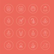 Christmas line icon set