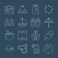 summer line icon set N3