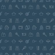 Kitchen line icon pattern set N3