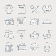 Restaurant line icon set