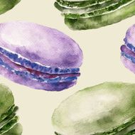 Seamless pattern with macaroons Watercolor illustration N6