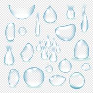 Pure clear water drops realistic set isolated vector illustration N10