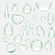 Pure clear water drops realistic set isolated vector illustration N11