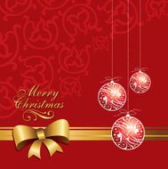 Red Christmas card with balls