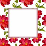 Watercolor flower frame on white background N50