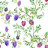 Wild flowers seamless pattern on white background N4