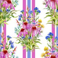 Wild flowers seamless pattern on white background N5