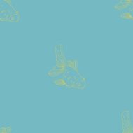 Goldfish seamless vector pattern in blue and gold colours