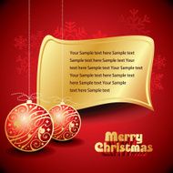 Red Christmas card with balls N2