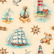 Nautical watercolor seamless pattern