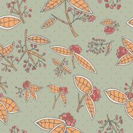Cranberry vector pattern with leaves and berries N3
