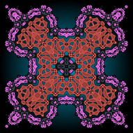 Pink and violet ornamental four corner mandala over gradient background