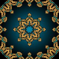 Stylized flower and frame border in Tibet tribal art style